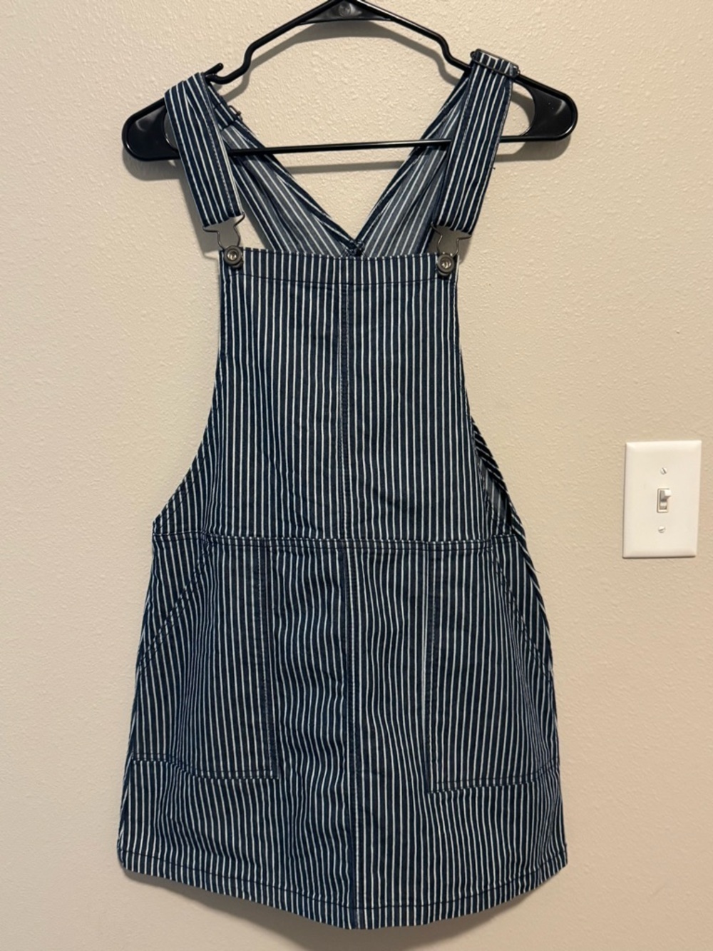 Altar'd State Navy & White Striped Pinafore Jean Dress Size Small - Picture 1 of 5